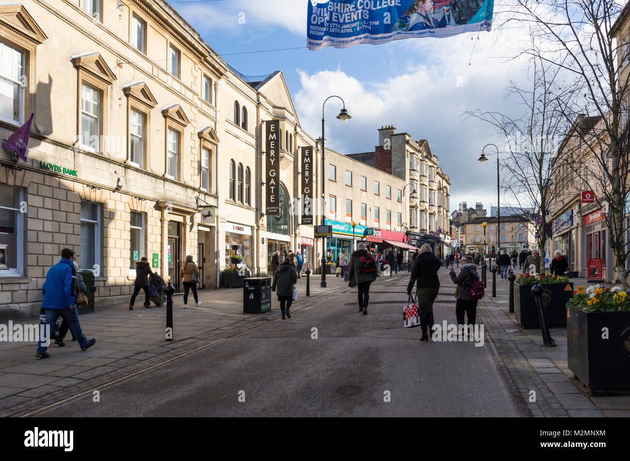 Chippenham high street, Wiltshire, England, UK Stock Photo