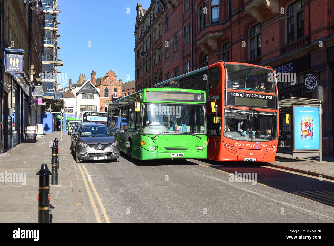 Nottingham City Buses On King Street,UK. Stock Photo