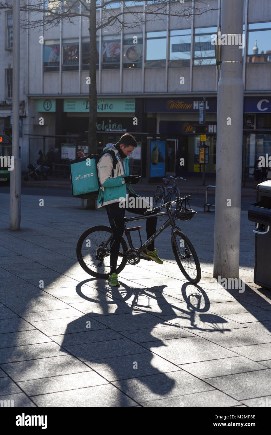Deliveroo Food Courier,UK Stock Photo Alamy