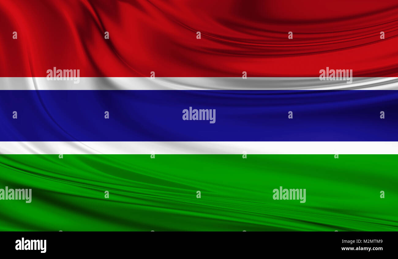 National waving flag of Gambia on a silk drape Stock Photo - Alamy