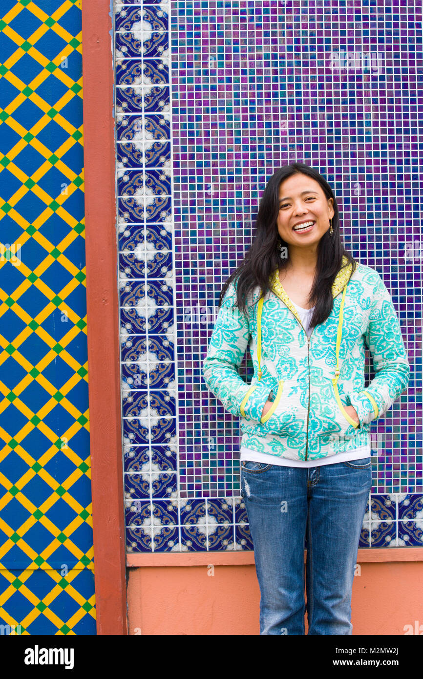 Portrait of a young Asian American woman (filipino and Japanese). Stock Photo