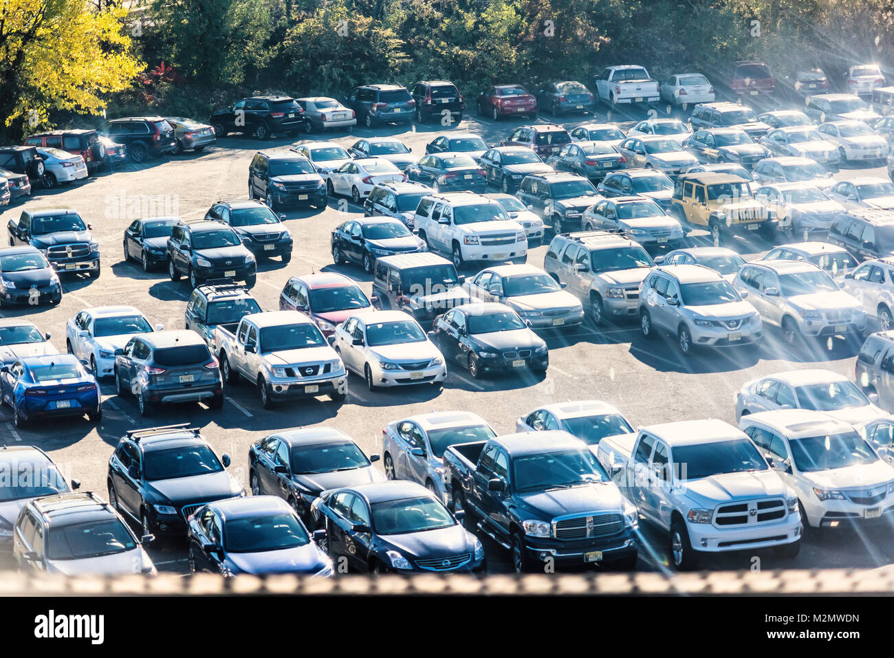 Kearny, USA October 27, 2017 View of New Jersey car parking lot with
