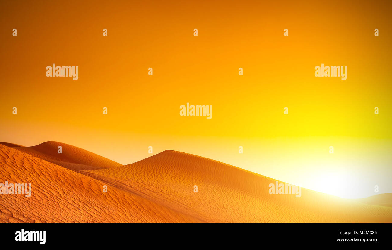 Golden colors of desert sand dunes at sunset Stock Photo Alamy