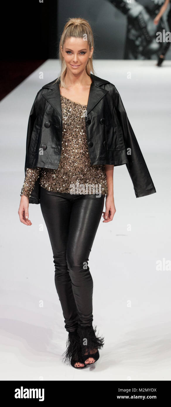 Jennifer Hawkins at a Myer fashion show, 2014 Stock Photo