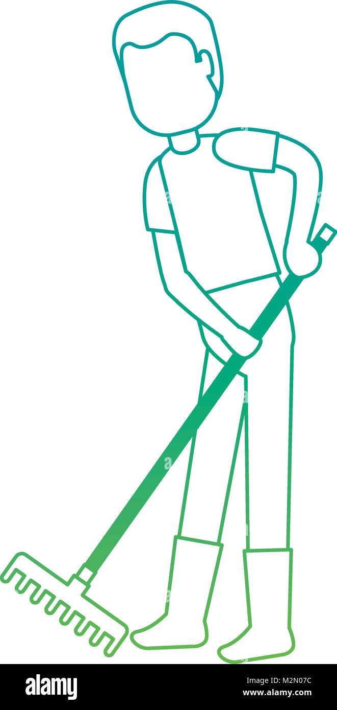 man gardener with rake avatar character Stock Vector Image & Art - Alamy