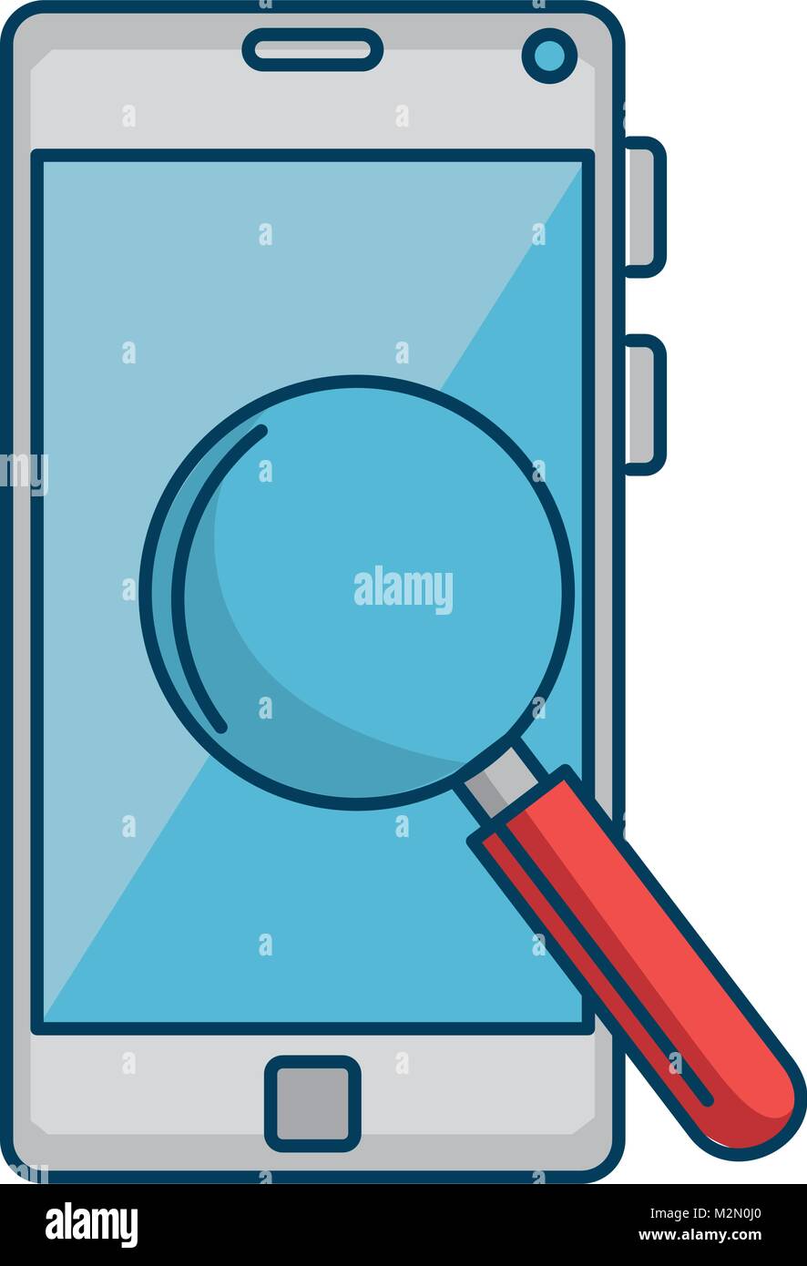 smartphone device with magnifying glass Stock Vector Image & Art - Alamy