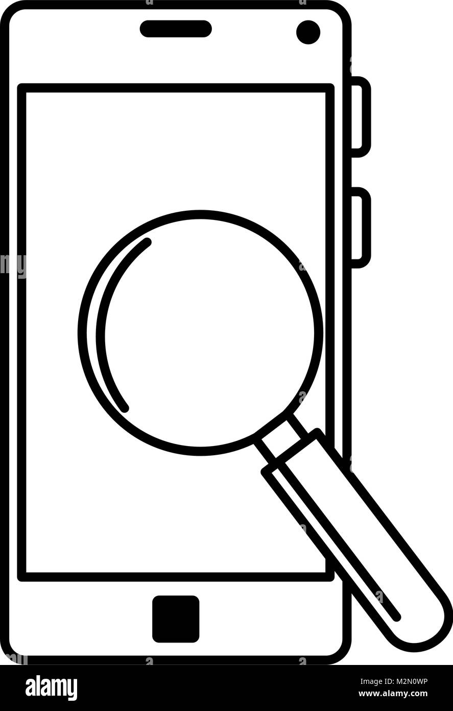 smartphone device with magnifying glass Stock Vector Image & Art - Alamy