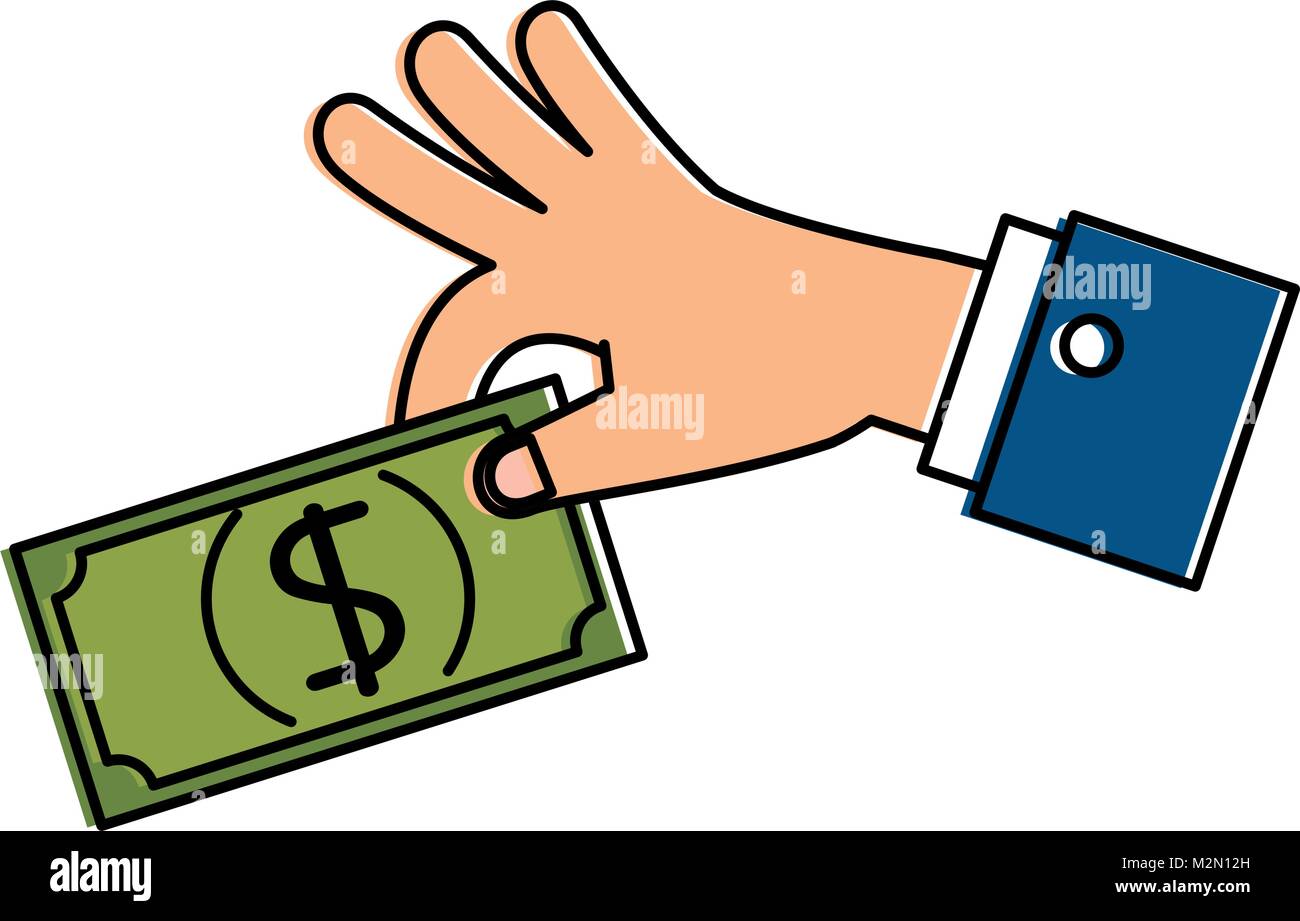 hand with bill dollar money icon Stock Vector Image & Art - Alamy