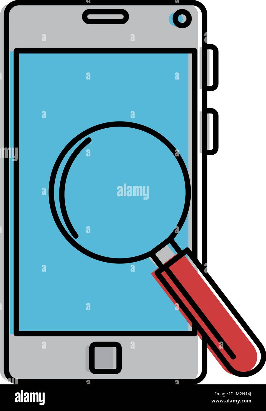 smartphone device with magnifying glass Stock Vector Image & Art - Alamy