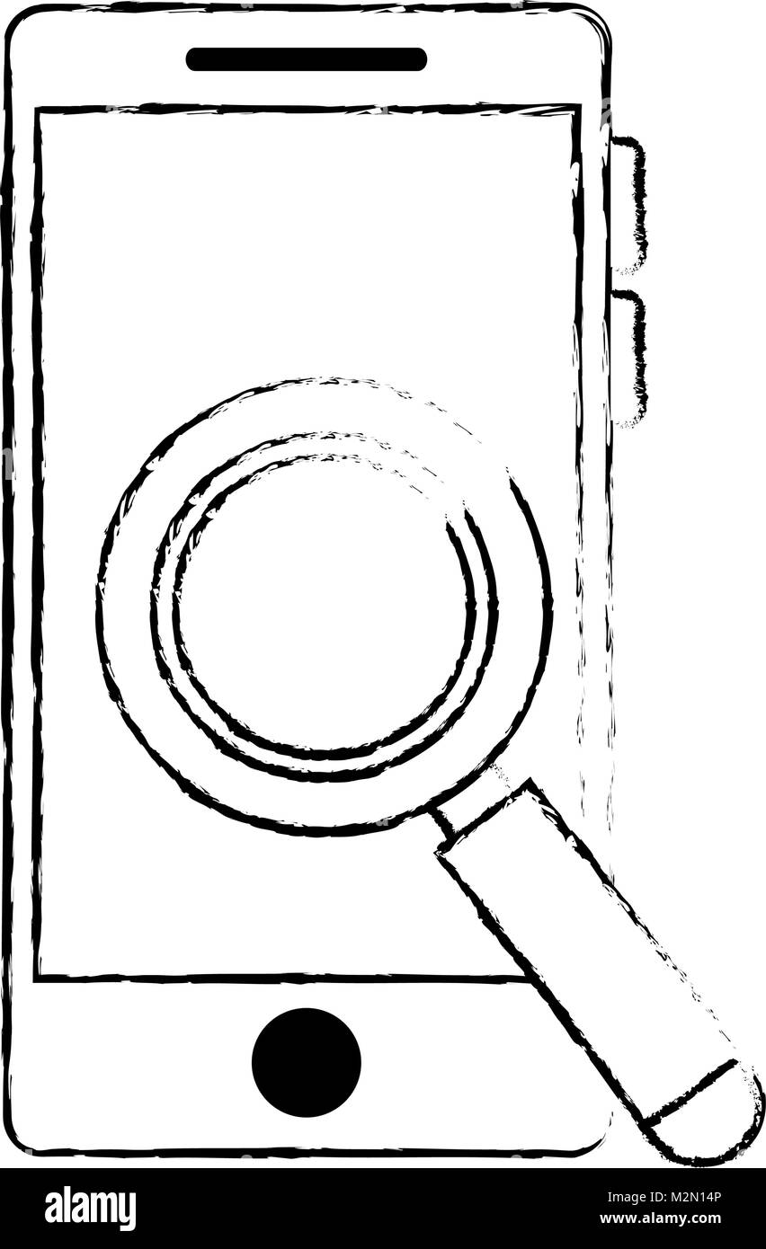 smartphone device with magnifying glass Stock Vector Image & Art - Alamy