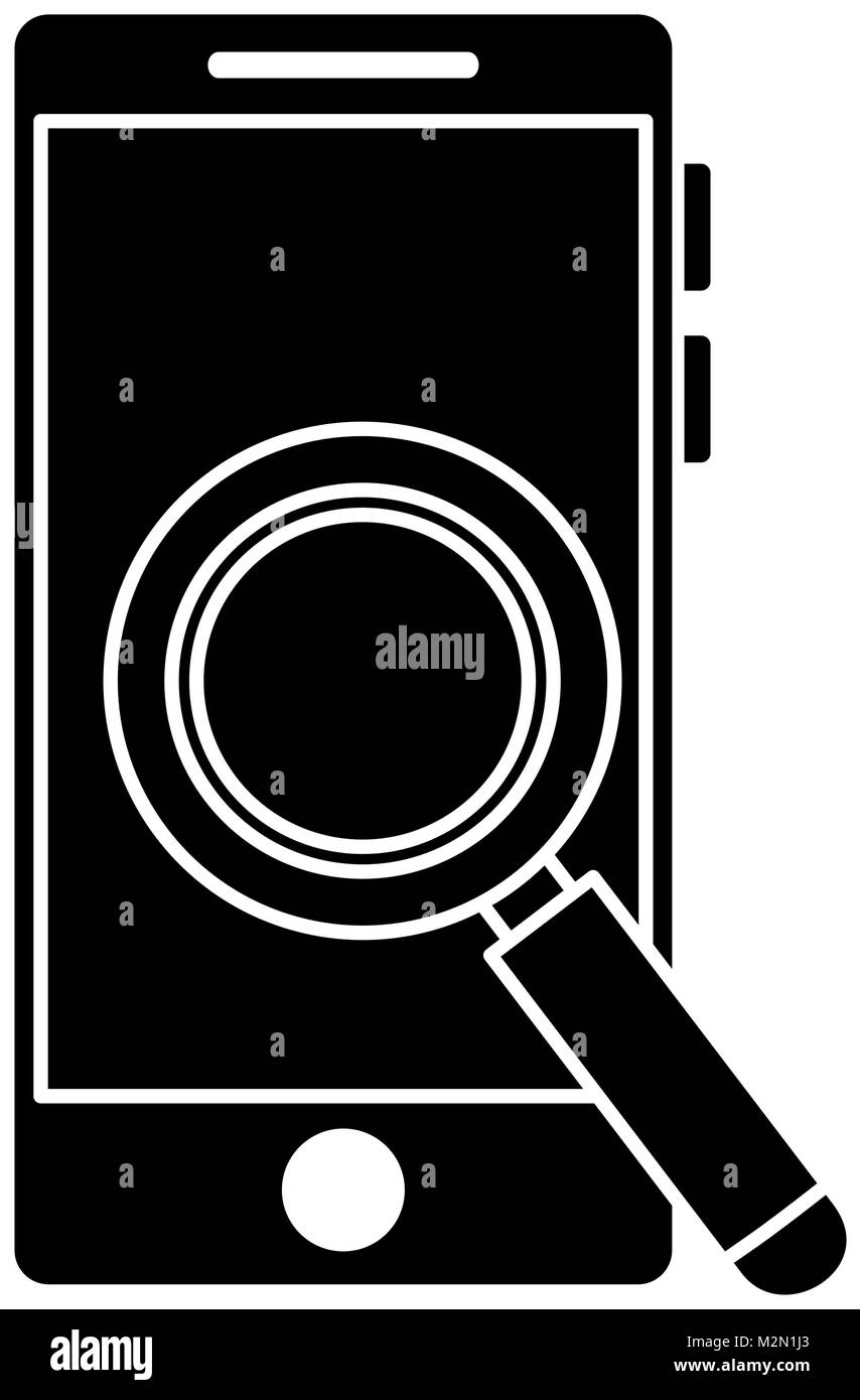 smartphone device with magnifying glass Stock Vector Image & Art - Alamy