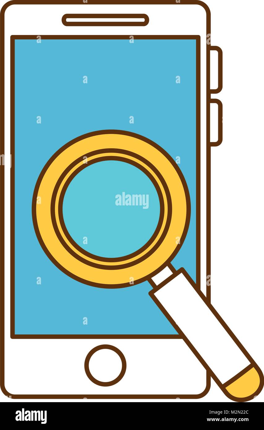 smartphone device with magnifying glass Stock Vector Image & Art - Alamy