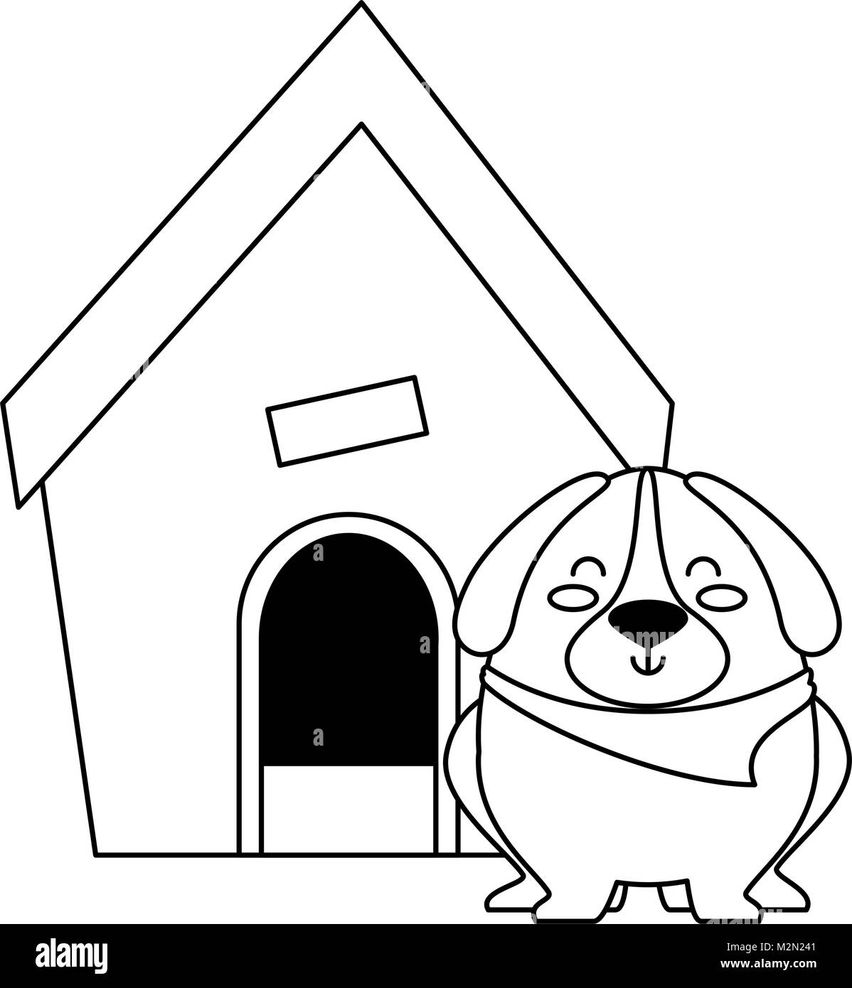 cute dog with wooden house Stock Vector Image & Art - Alamy
