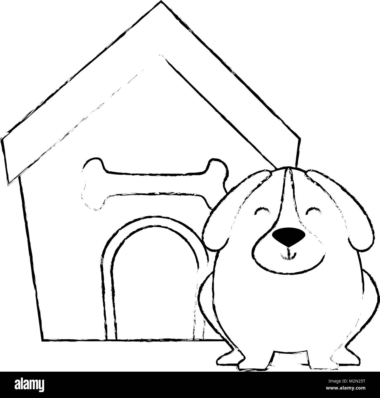 cute dog with wooden house Stock Vector Image & Art - Alamy