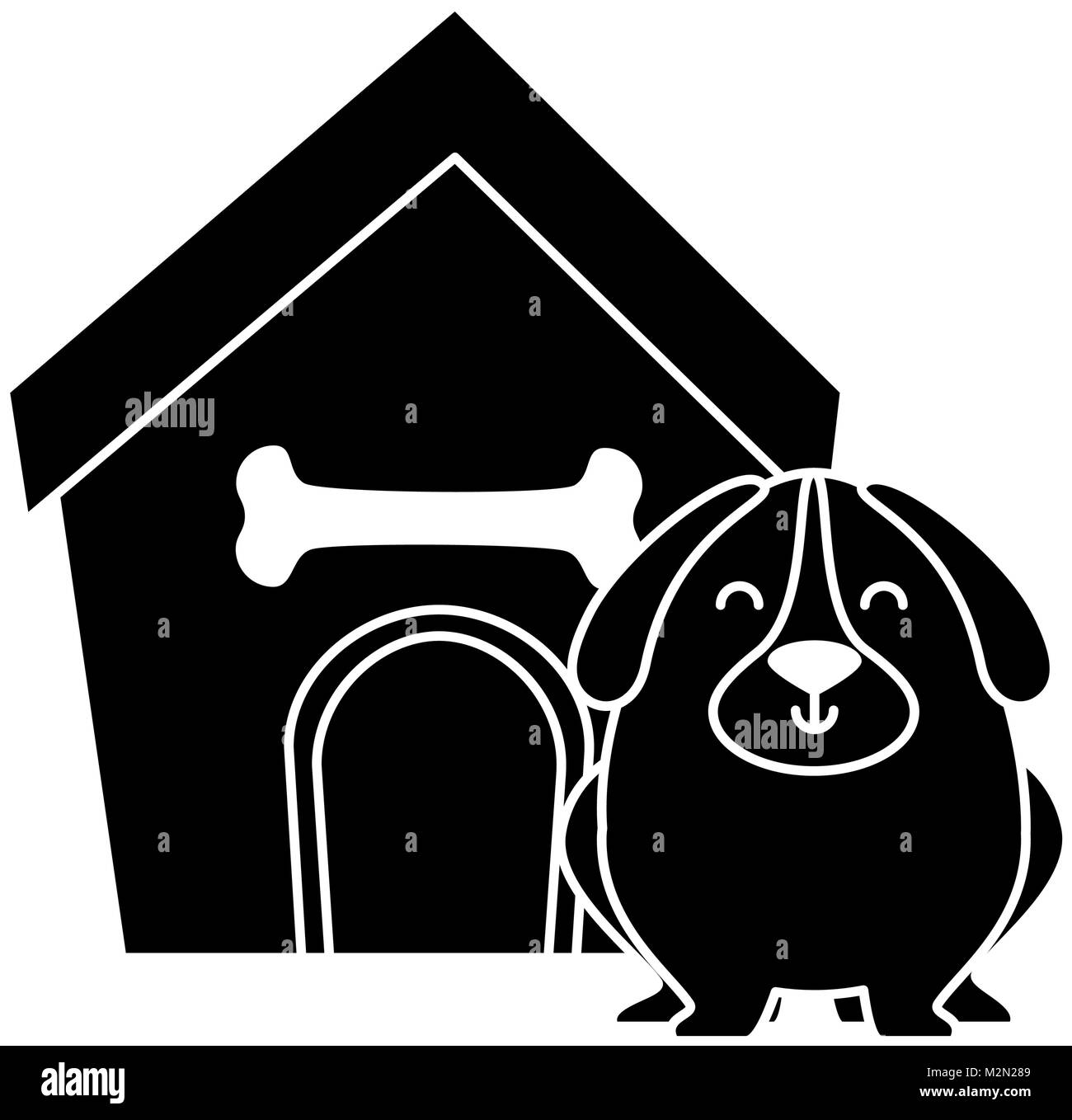 cute dog with wooden house Stock Vector Image & Art - Alamy