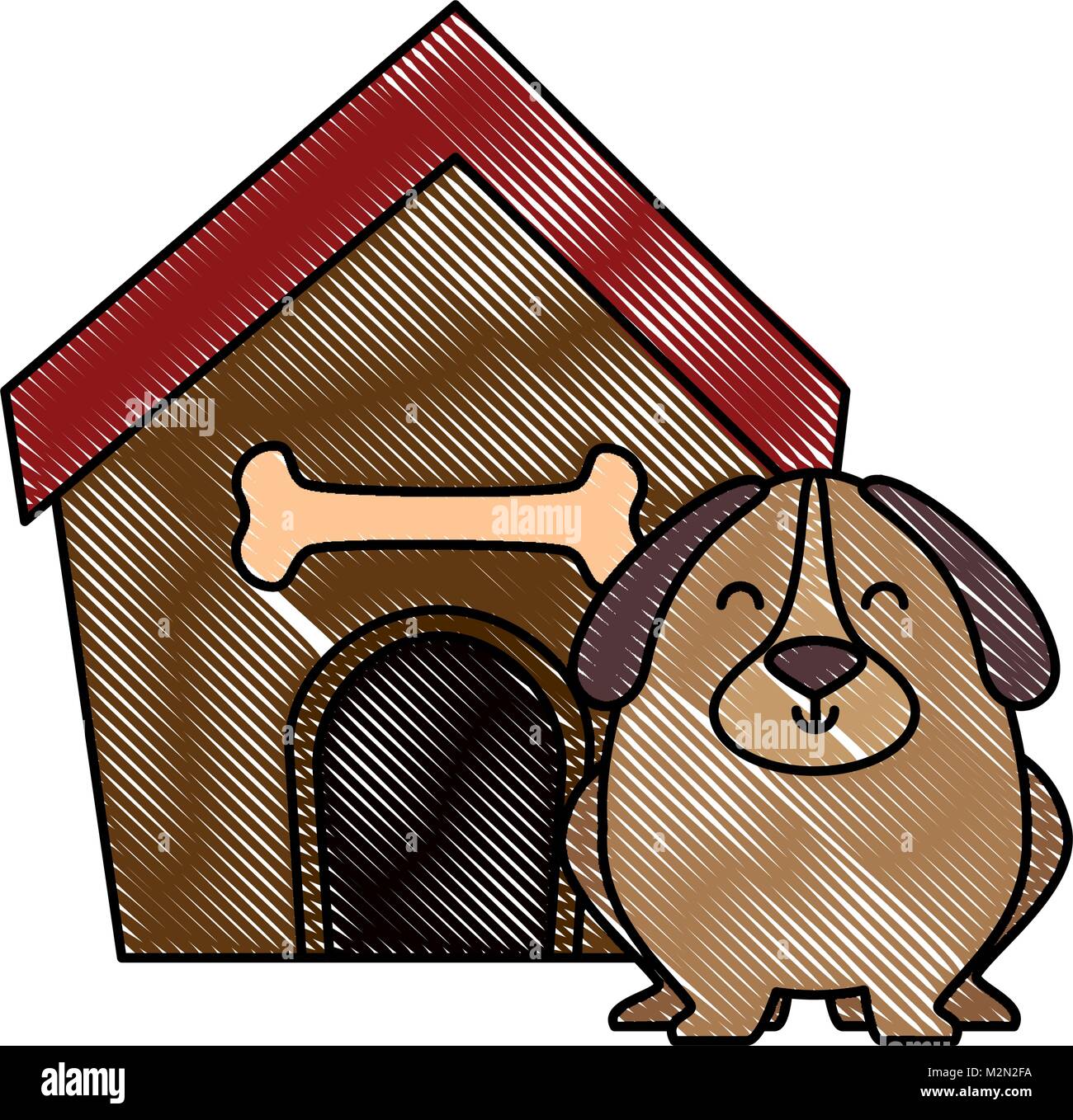 cute dog with wooden house Stock Vector Image & Art - Alamy