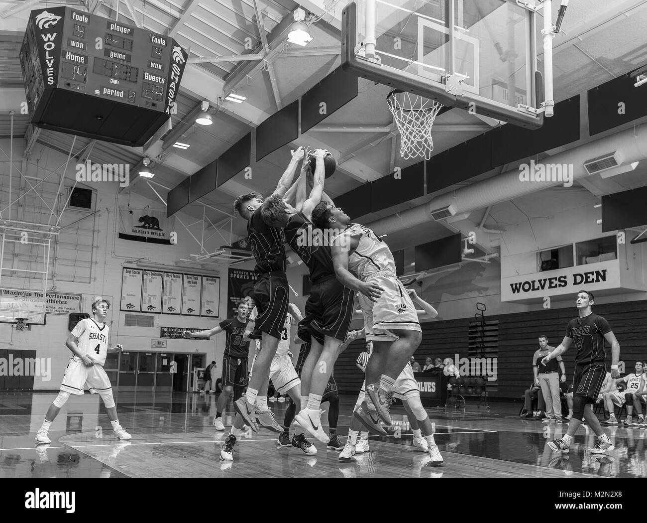 Basketball action with Pleasant Valley High School vs. Shasta High in