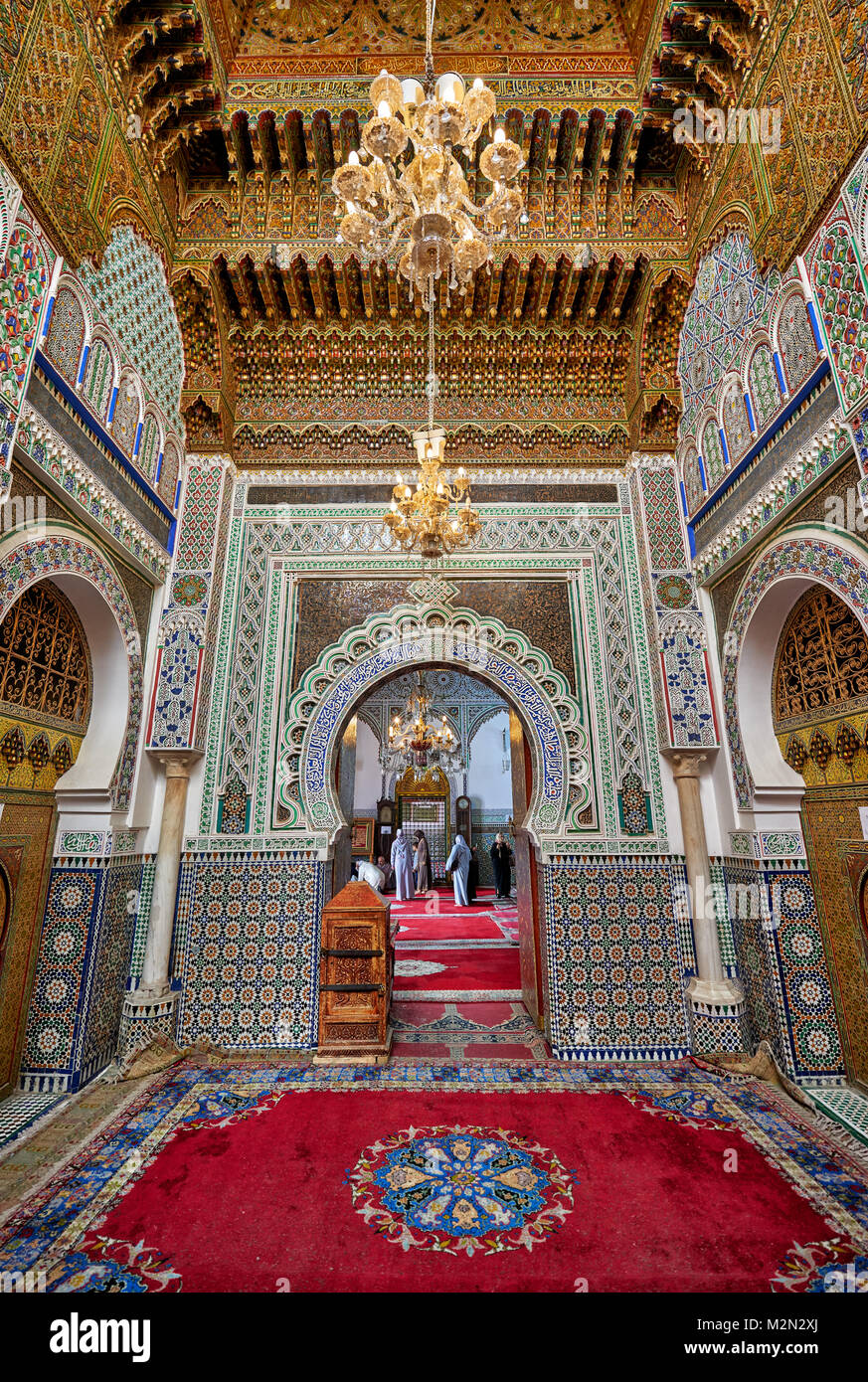 interior shot of Zaouia de Moulay Idriss, Fez, Morocco, Africa Stock Photo