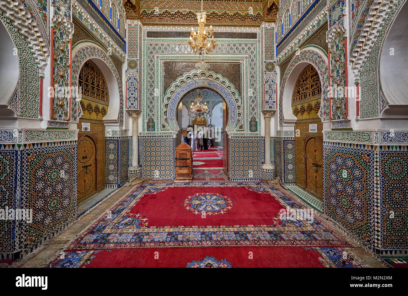 interior shot of Zaouia de Moulay Idriss, Fez, Morocco, Africa Stock Photo