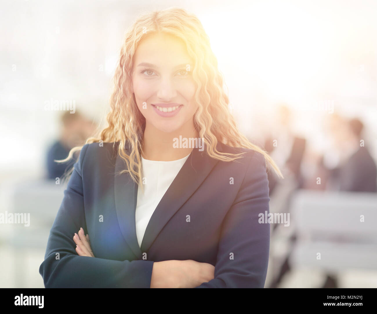 portrait of successful business woman on the background of the office ...