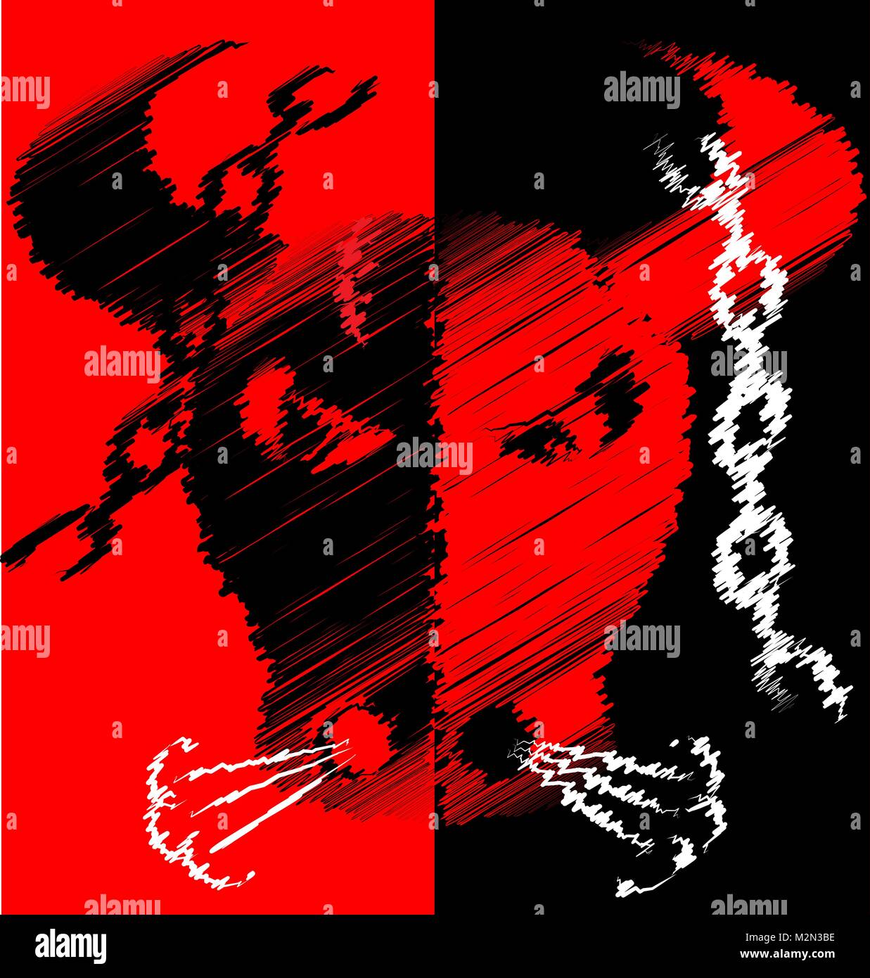 abstract red black image of bull Stock Vector