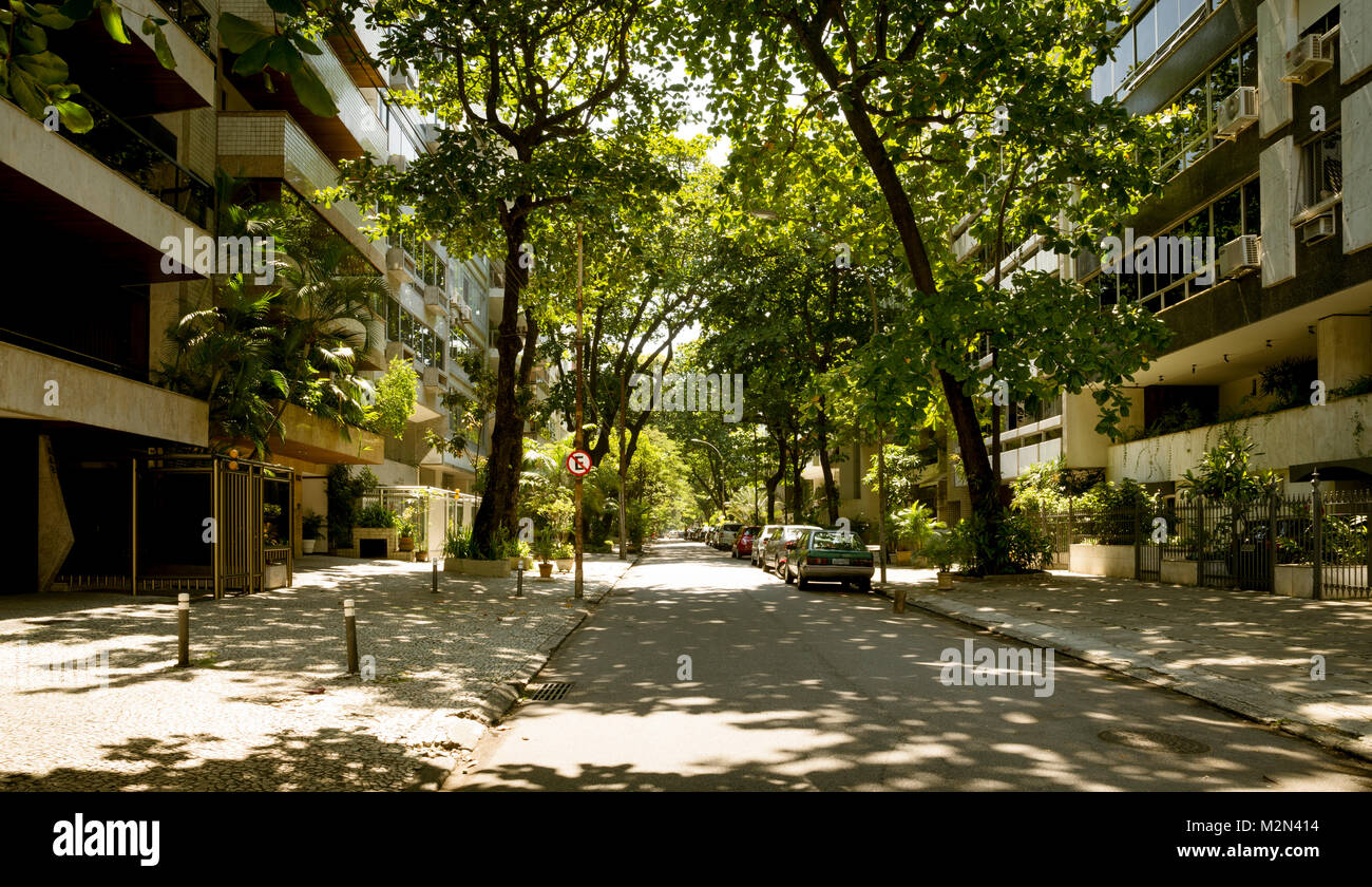 Leblon district street in Rio de Janeiro, Brazil Stock Photo