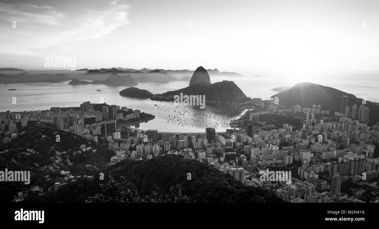 Panorama of rio de janeiro city and sugarloaf mountain brazil stock image