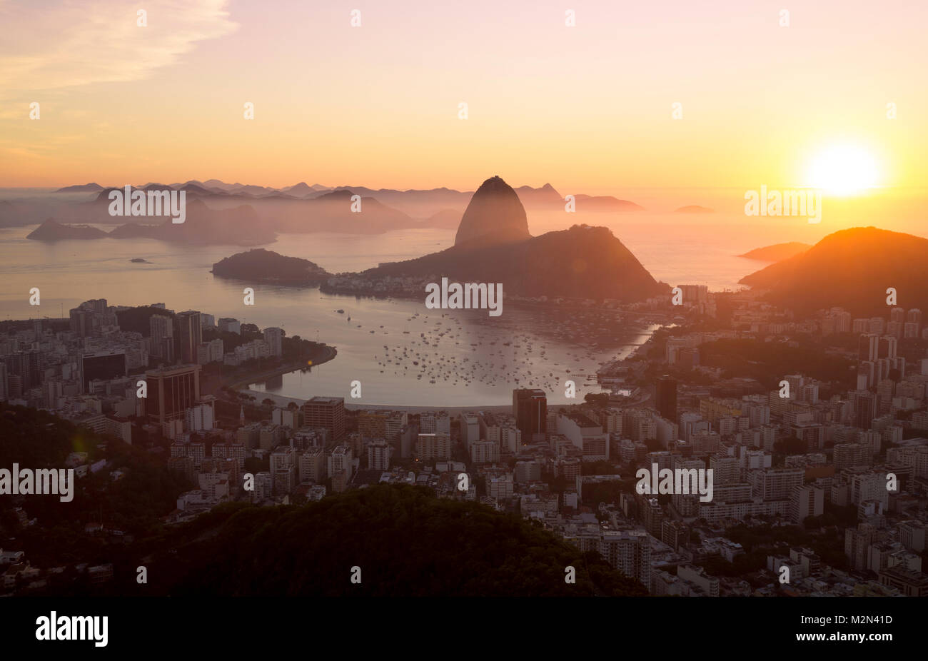 Panorama of Rio de Janeiro city and Sugarloaf mountain, Brazil Stock Photo