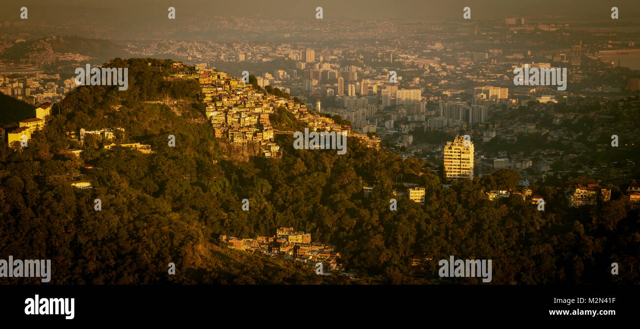 Favela and Rio de Janeiro skyline, Brazil Stock Photo