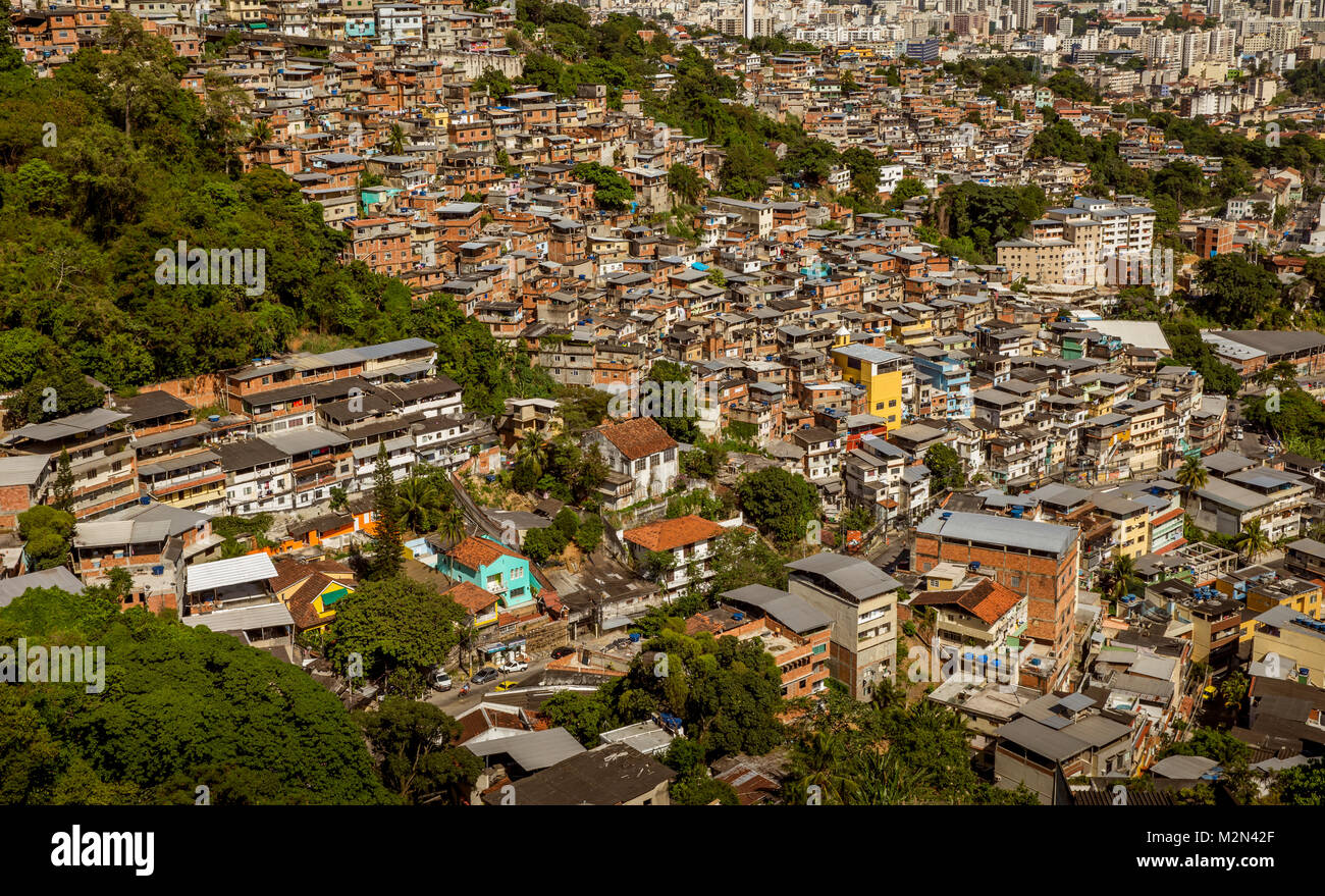 Favela Morro dos Prazeres in Rio de Janeiro, Brazil Stock Photo