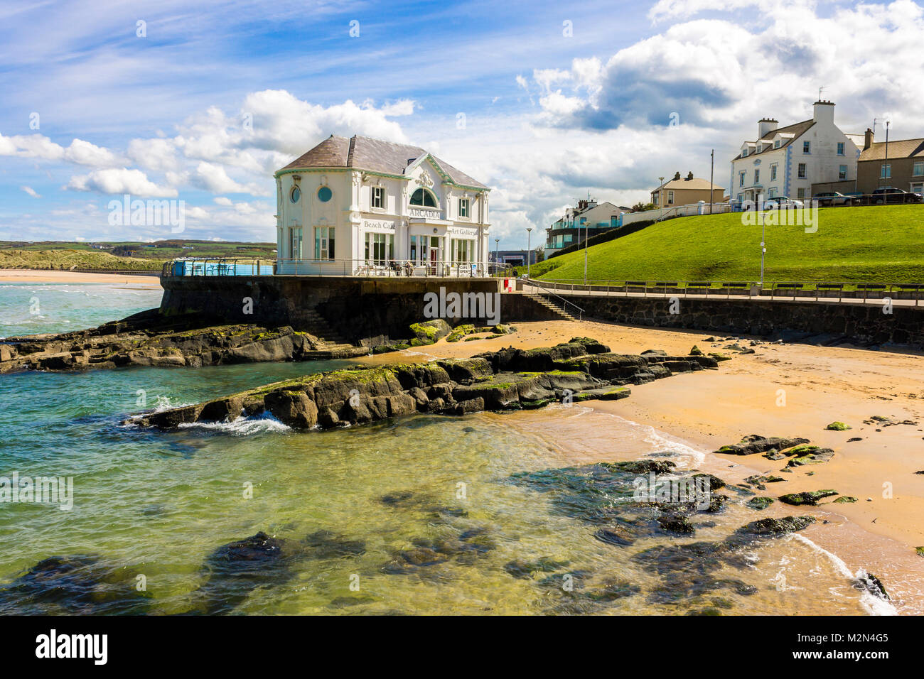 The Arcadia, a historic cafe and ballroom in the coast of Portrush, a small seaside resort town in County Antrim, Northern Ireland, United Kingdom Stock Photo