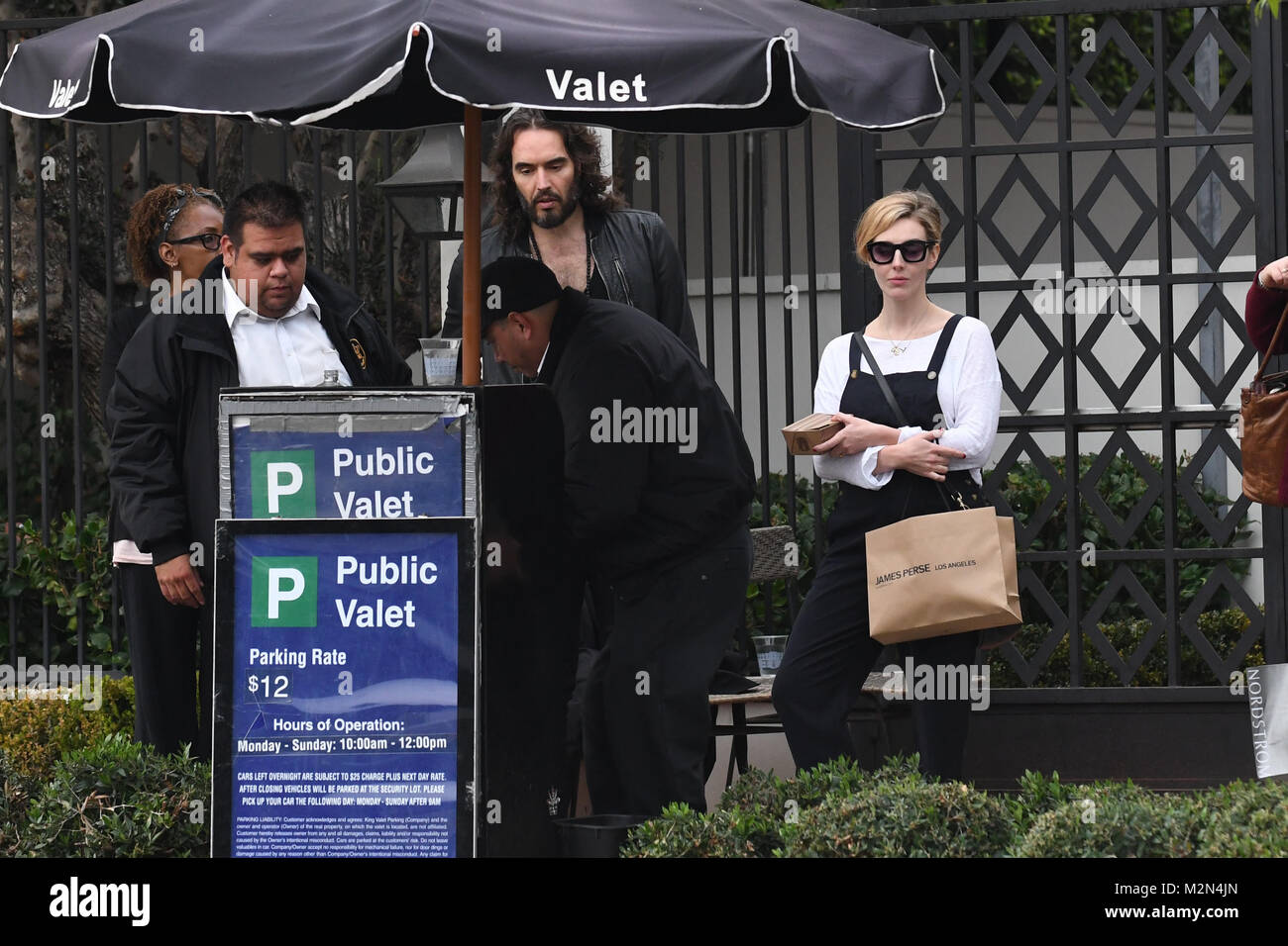 Russell Brand and his wife Laura leaving Gracias Madre in West Hollywood,  California. Featuring: Russell Brand, Laura Gallacher, Laura Brand Where:  West Hollywood, California, United States When: 07 Jan 2018 Credit: WENN.com