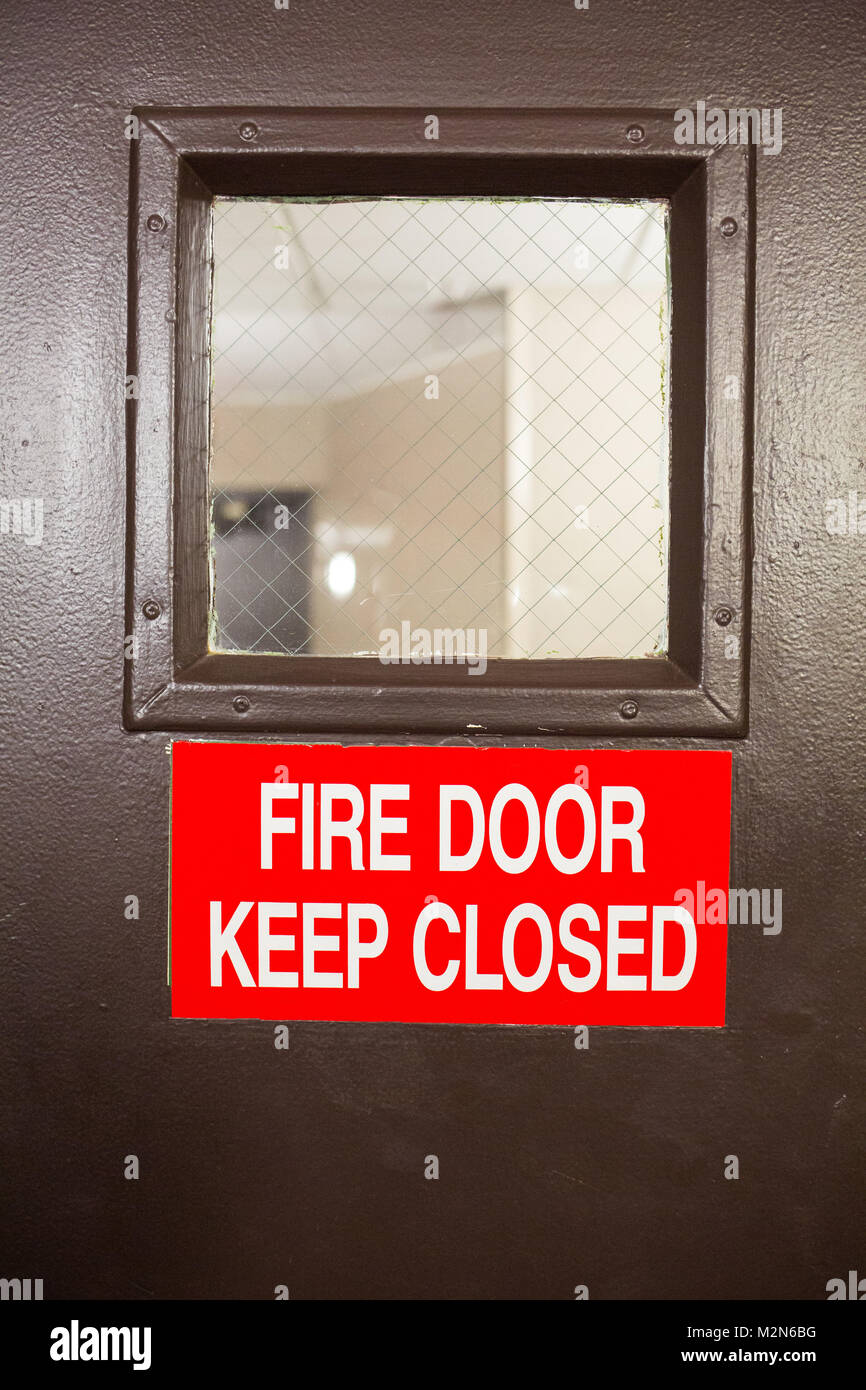 Fire Door Keep Closed Sign For The Exit Door Stock Photo Alamy
