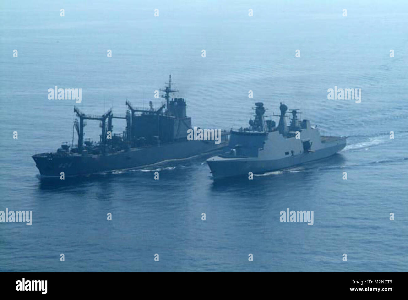 HDMS Absalon conducting Replenishment at Sea by EUCOM Stock Photo - Alamy