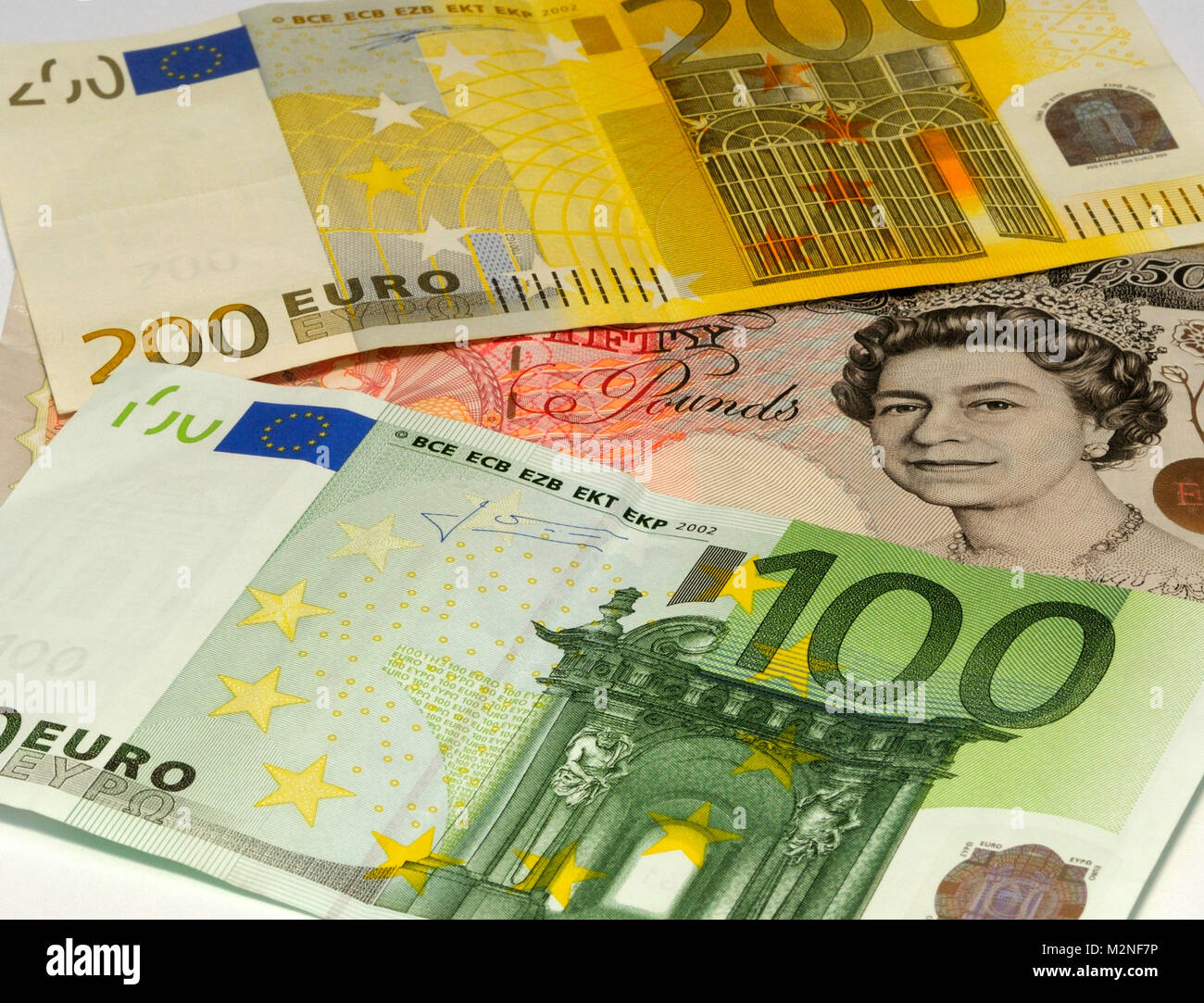 Euro and UK Currency Bank Notes Stock Photo