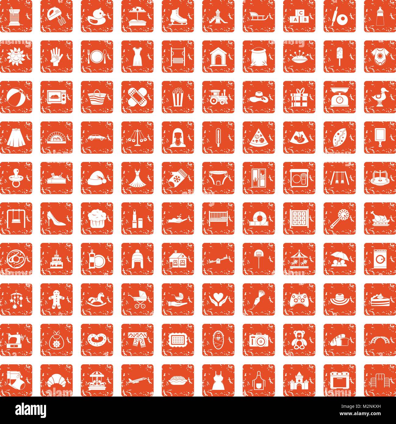 100 motherhood icons set grunge orange Stock Vector Image & Art - Alamy