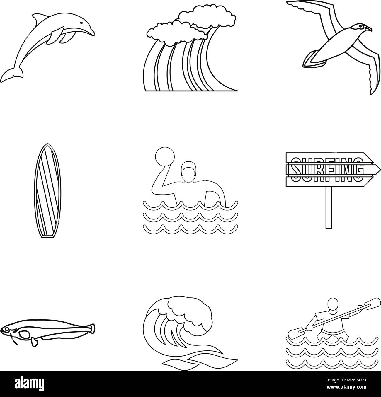 Ocean bed icons set, outline style Stock Vector Image & Art - Alamy