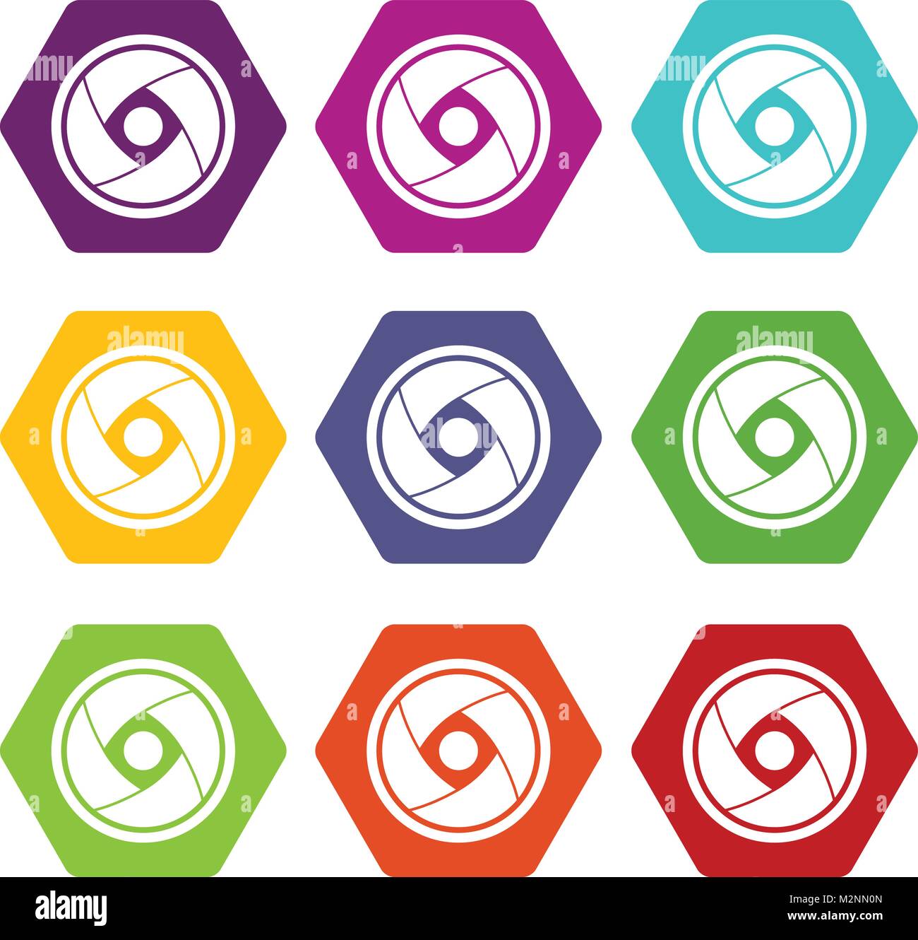 Camera lens icon set color hexahedron Stock Vector Image & Art - Alamy