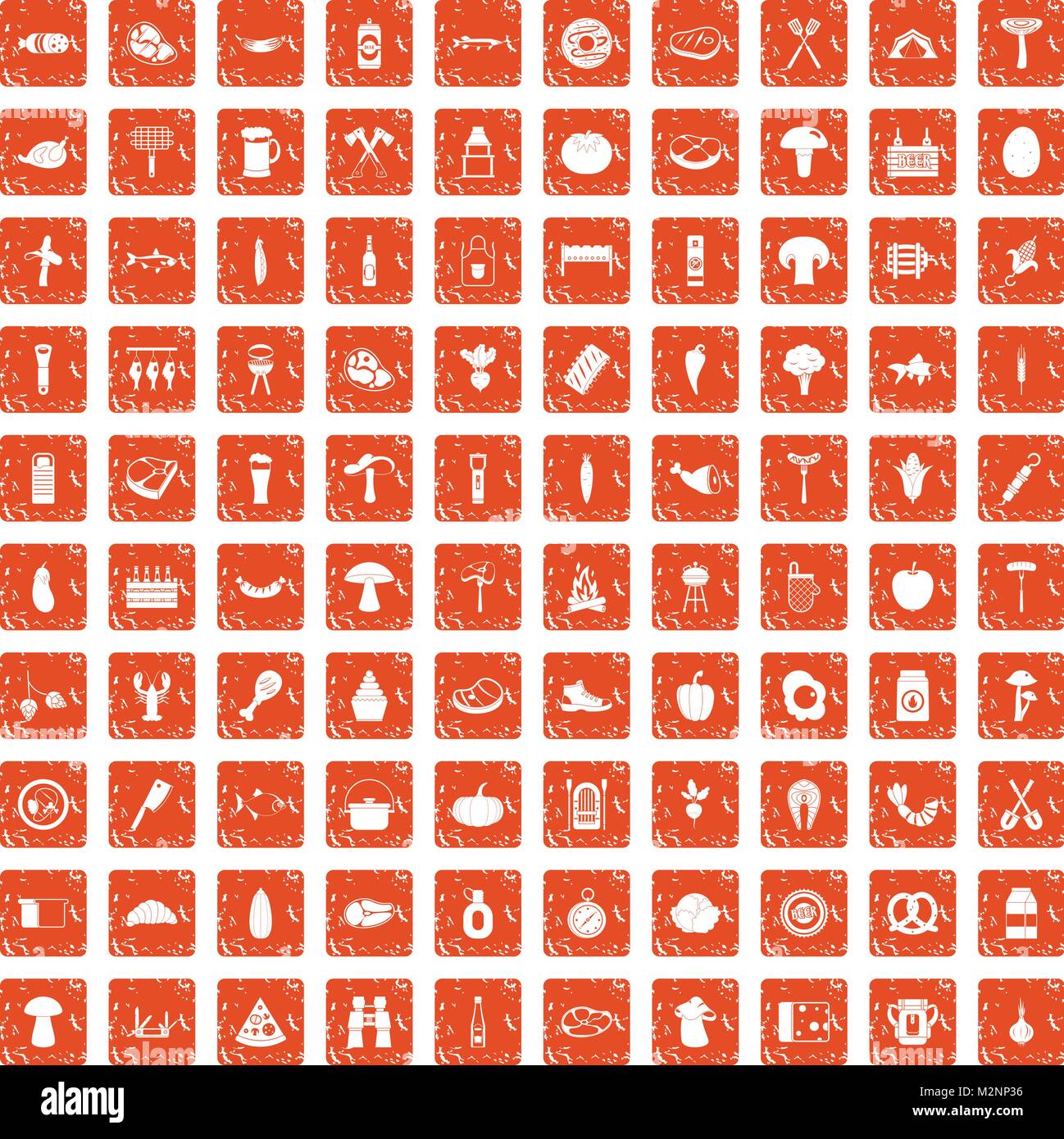 100 barbecue icons set grunge orange Stock Vector Image & Art - Alamy