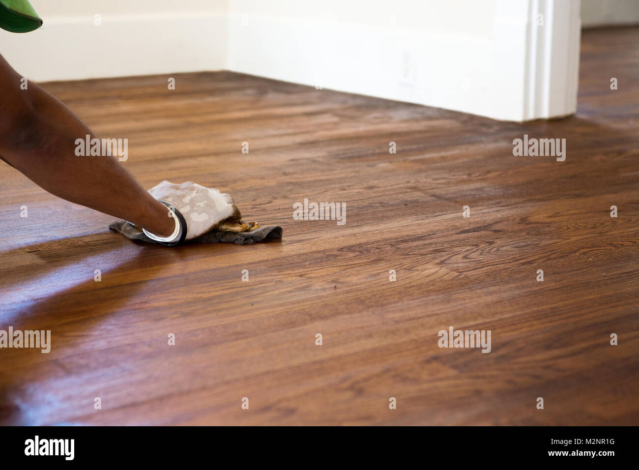 Refinish wood floors Stock Photo
