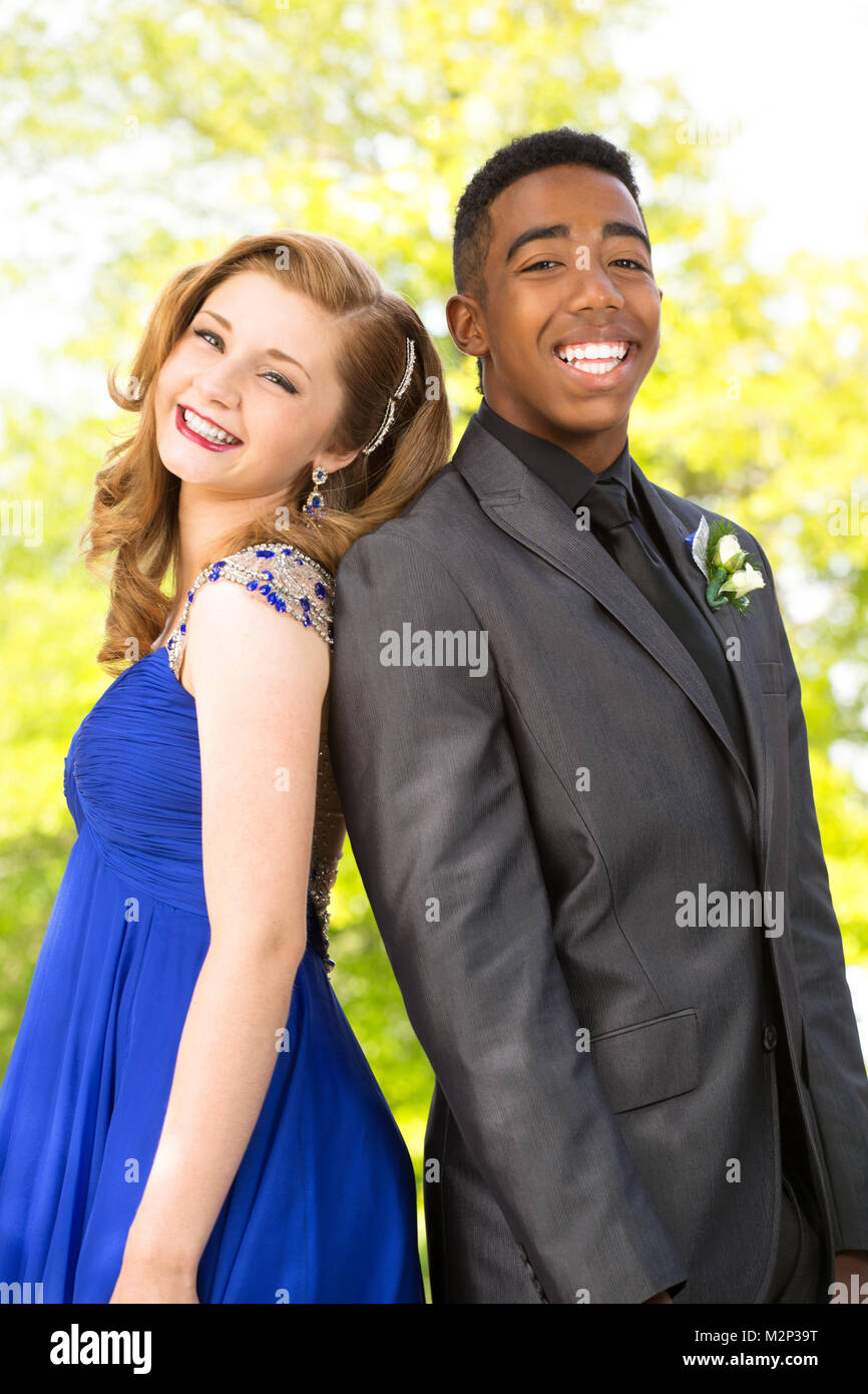 Young teens getting ready for the prom. Stock Photo