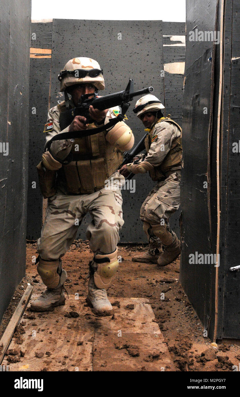 5th IA soldiers clear a room. KIRKUSH MILITARY TRAINING BASE, Iraq An