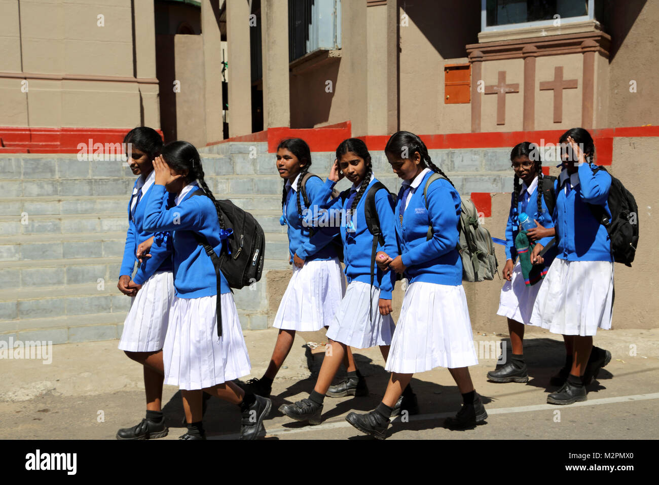 St Francis Xavier's Church Nuwara Eliya Hill Country Central Province Sri Lanka School Girls Stock Photo