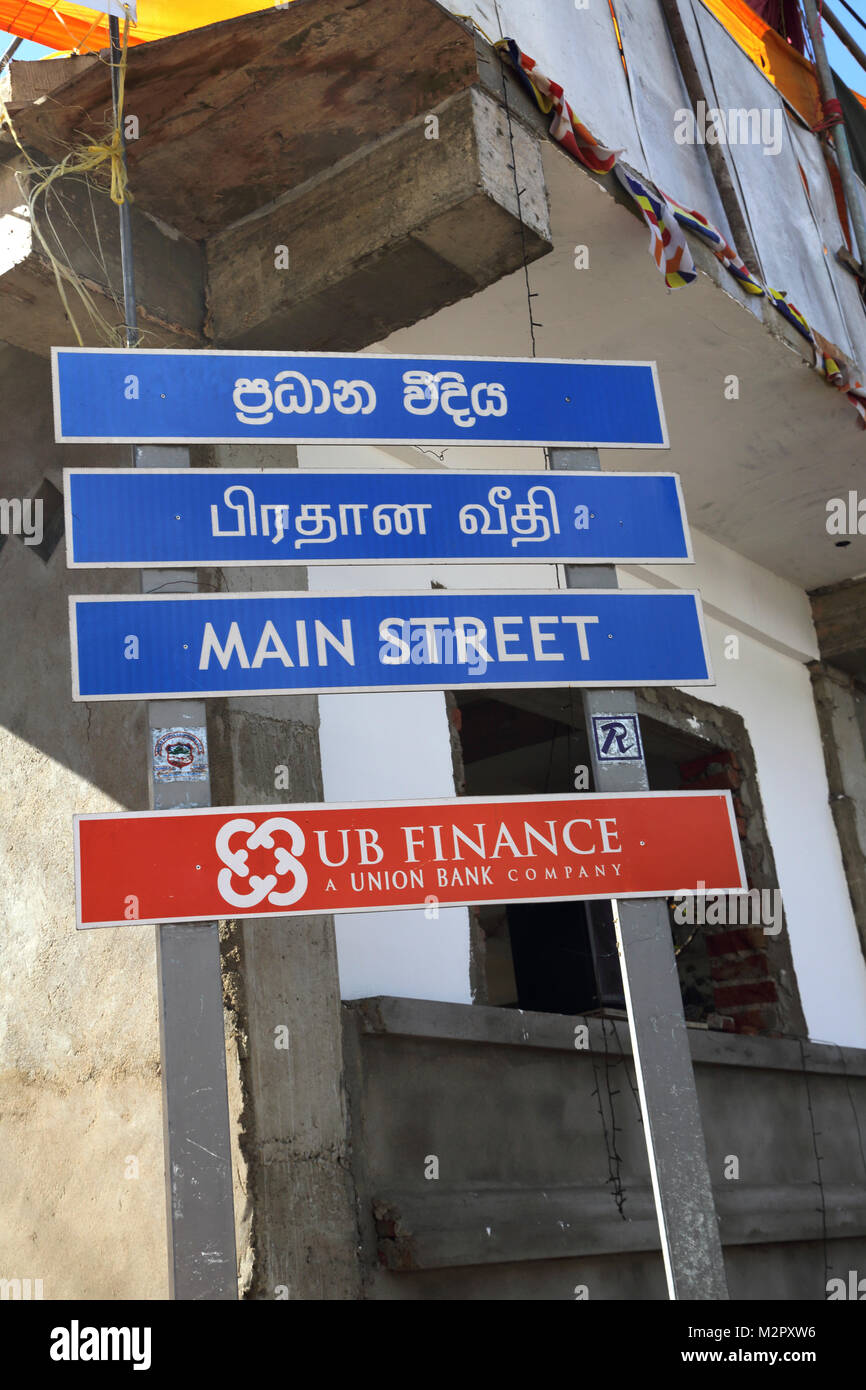 Main Street Nuwara Eliya Hill Country Central Province Sri Lanka Multi Lingual Sign Stock Photo
