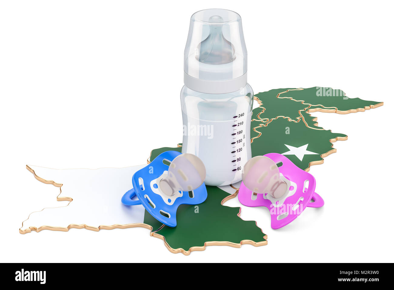 Birth rate and parenthood in Pakistan concept, 3D rendering isolated on
