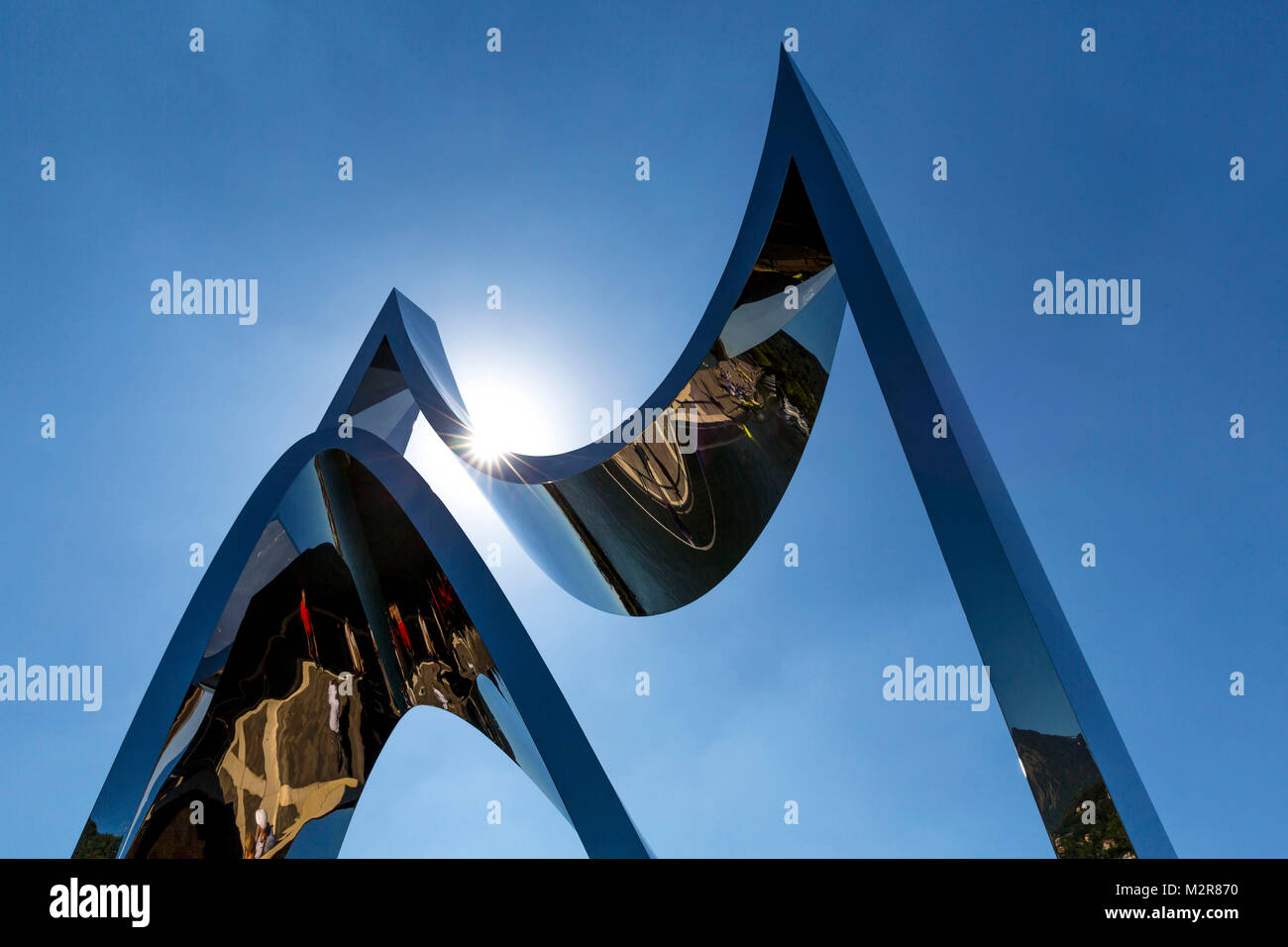 Life Electric, by Daniel Libeskind, tribute to the famous physicist Alessandro Volta, inducted on the 2nd of October, 2015, Como, Lake Como, Lombardy, Italy Stock Photo