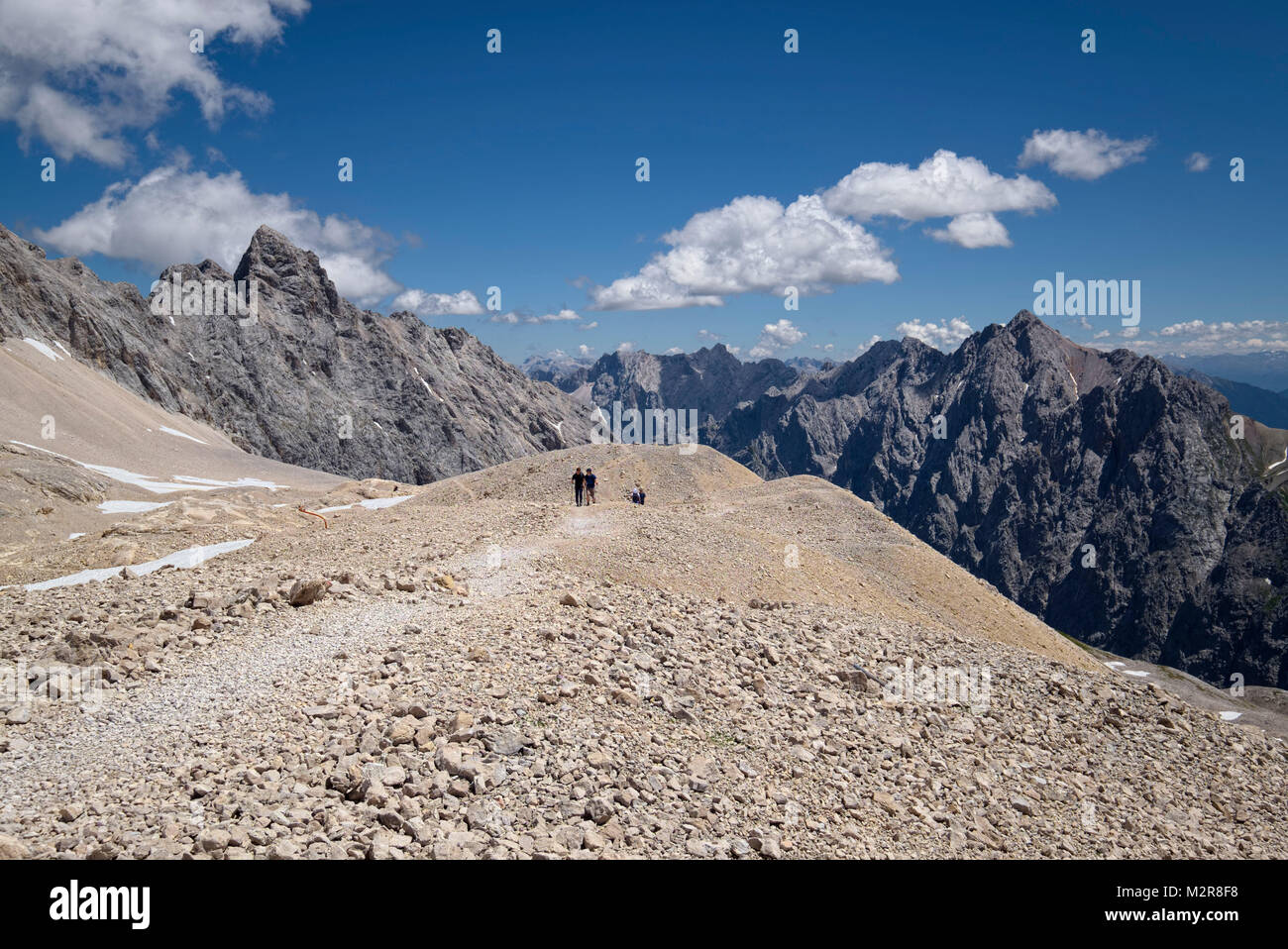 Germany, Bavaria, Zugspitze, mountains, stone, hiker Stock Photo