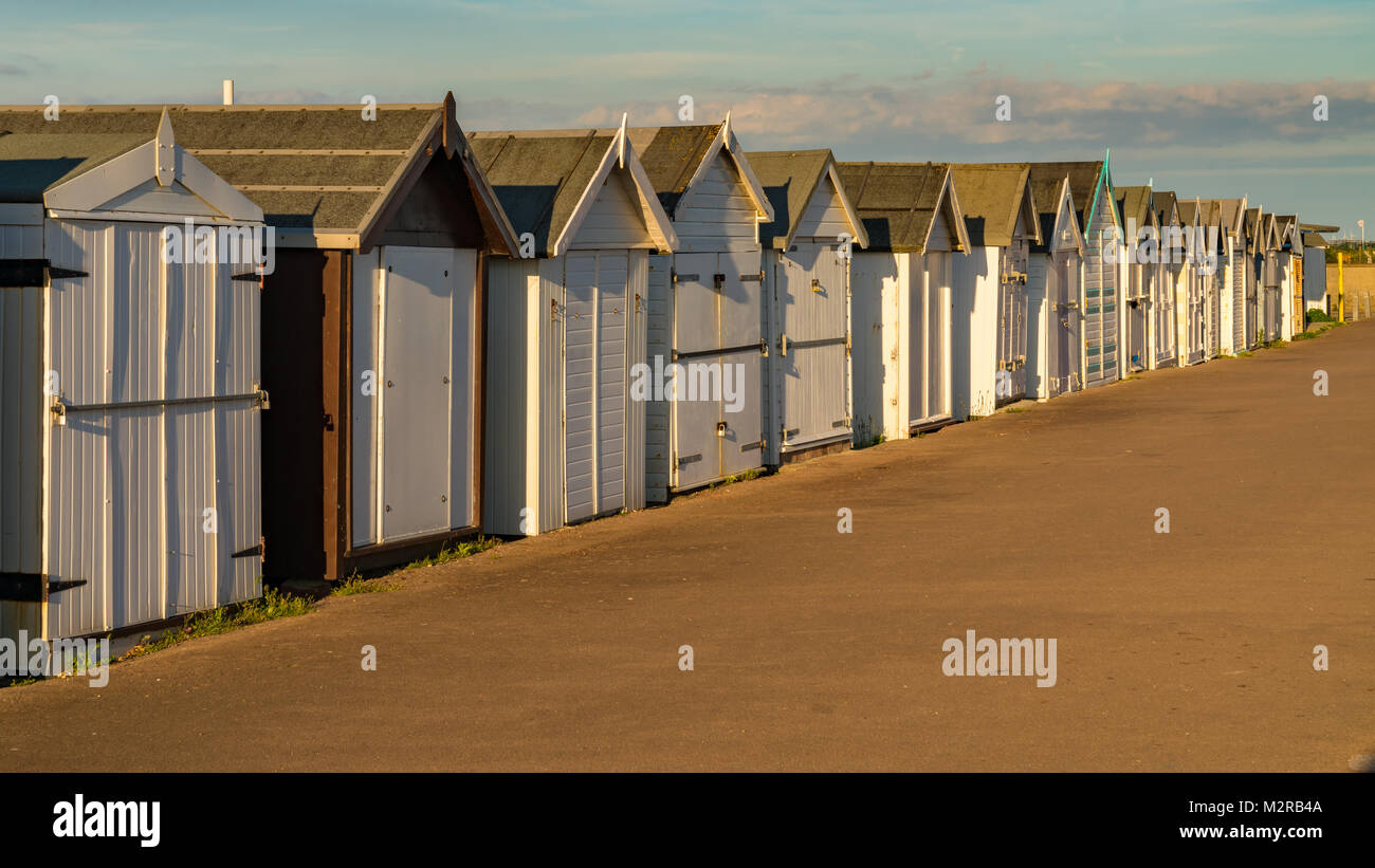 Beach huts on the promenade, seen in Shoeburyness, SouthendonSea