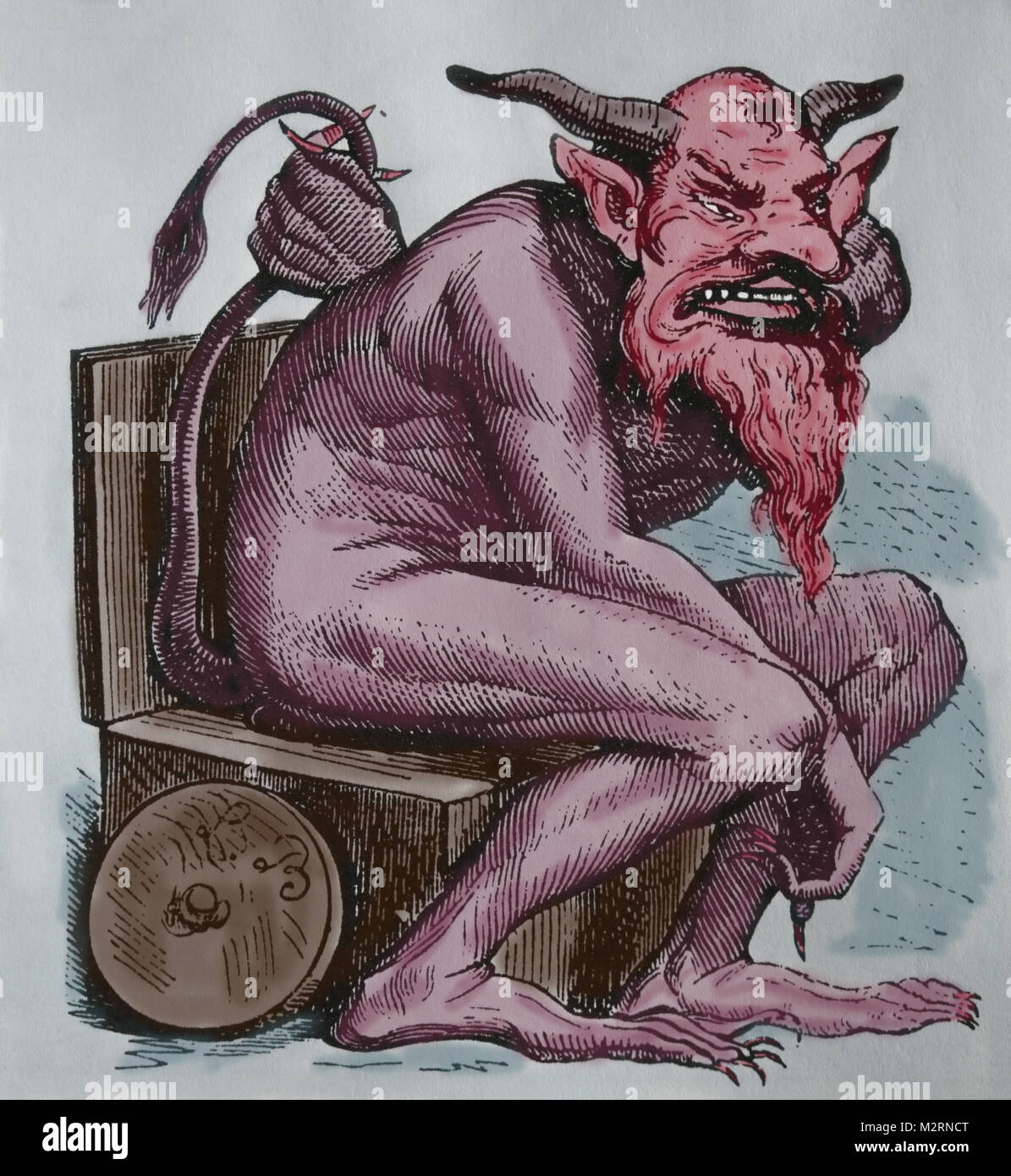 Demon Belphegor. Infernal Diccionary, 1863 by Collins de Plancy. Drawing by Louis Breton. Engraving by Jarrault. Stock Photo