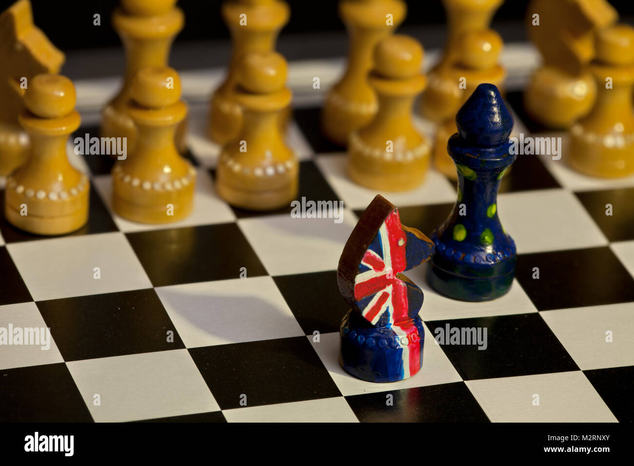 chess game Great Britain and the European Union confrontation Stock Photo